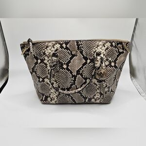 Michael Kors Black and Cream Snake Print Tote